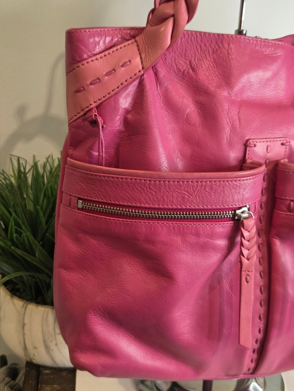 Radley London Pink Leather Whipstitch Tote Shoulder Bag - EUC - Picture 2 of 16